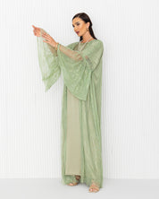 Bell sleeves chantily abaya.