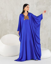 Multicolored beaded neckline kaftan.