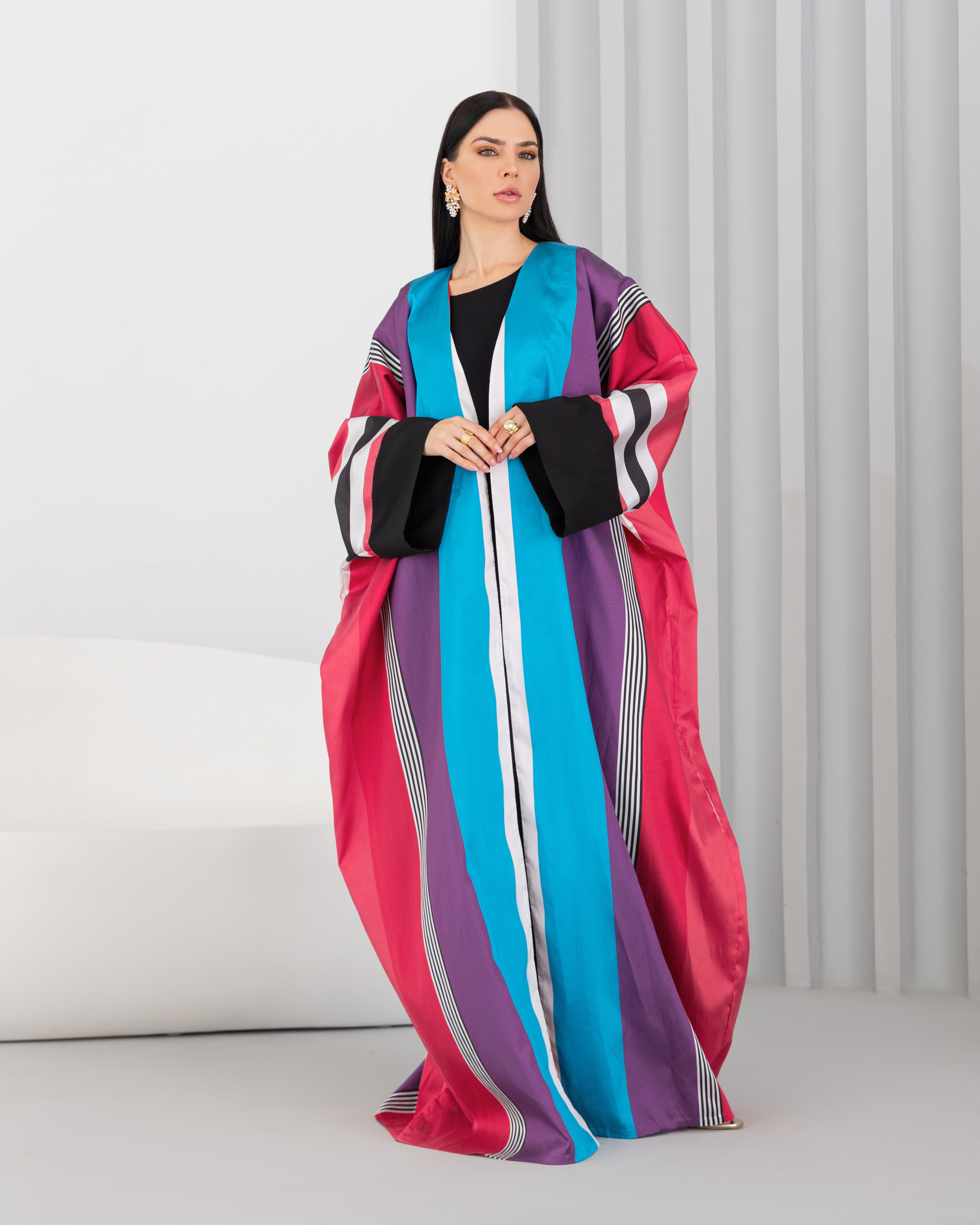 Multicolored stripe abaya.