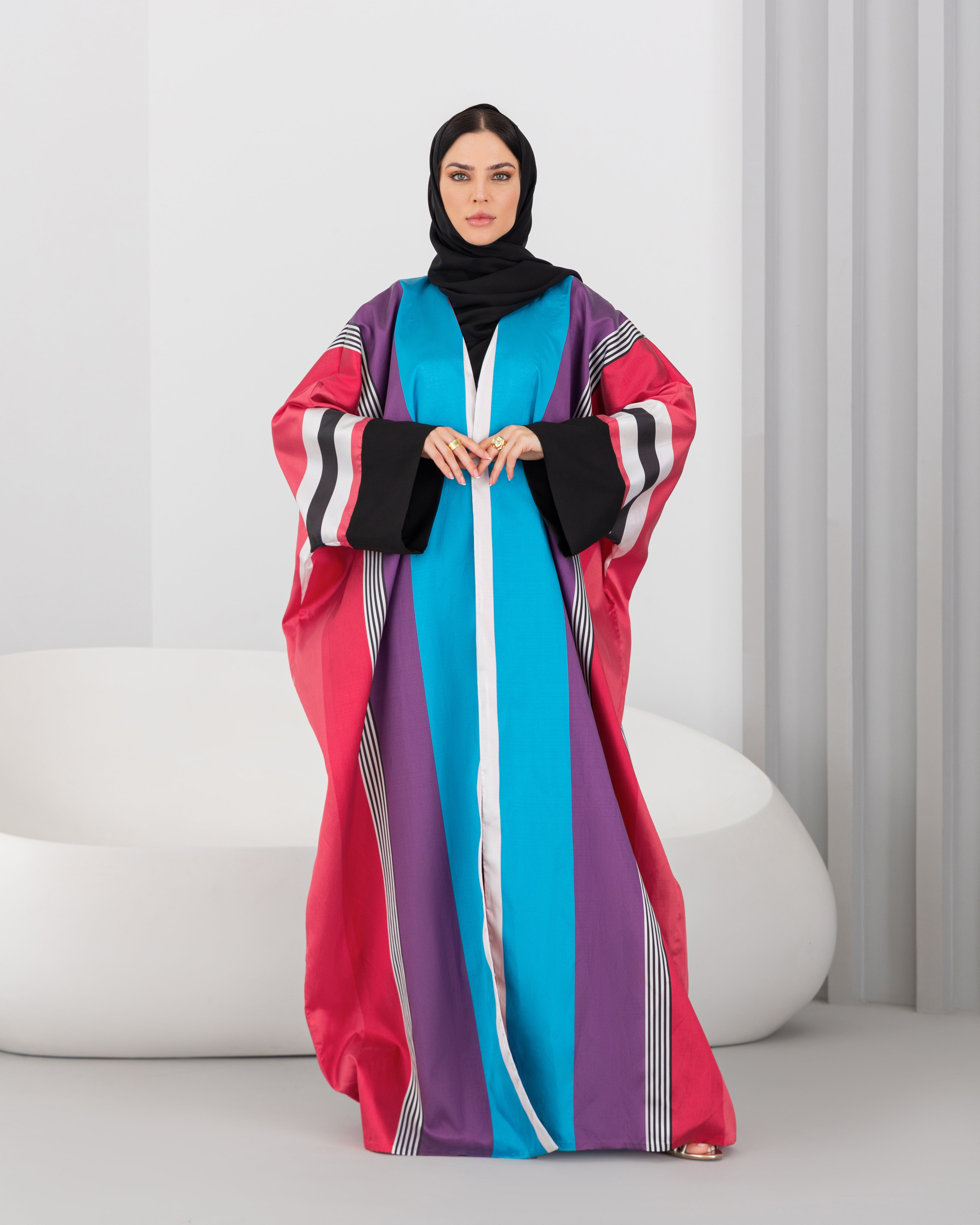 Multicolored stripe abaya.