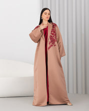 Tuxedo abaya with beaded embroidery.