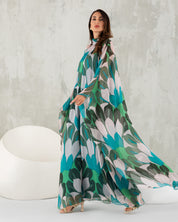 Maxi Dress With Floor Length Cape Sleeves