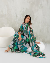 Maxi Dress With Floor Length Cape Sleeves