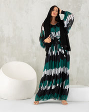 Maxi Dress With Belt, Bishop Sleeves and Beaded Tassel Detail