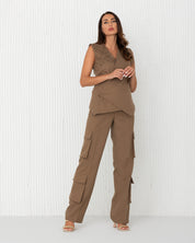 Waist Coat With Straight Cut Cargo Pants