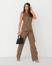 Waist Coat With Straight Cut Cargo Pants